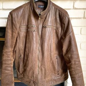 Black Rivet Brown Genuine Leather Jacket | Size Extra Large